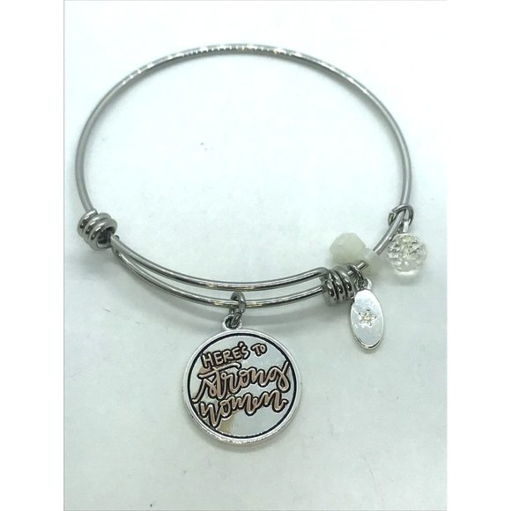 Strong Women, Message Charm Expandable Bangle Bracelet by Unwritten
